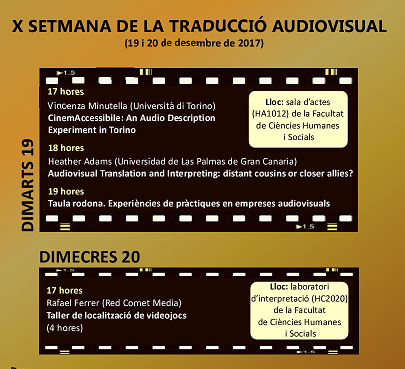 Cartel menut de la X Setmana de la Traducció Audiovisual TAV index